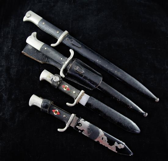 A German Third Reich Hitler Youth knife & 3 others